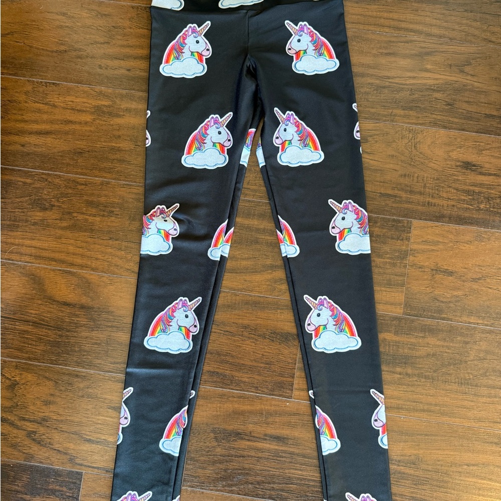 Goldsheep Leggings with Unicorn and Rainbow Print - Black